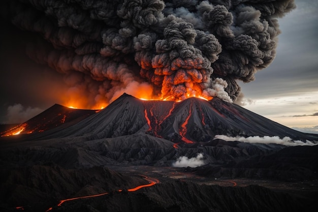 Ein vulkanischer Berg in Eruption