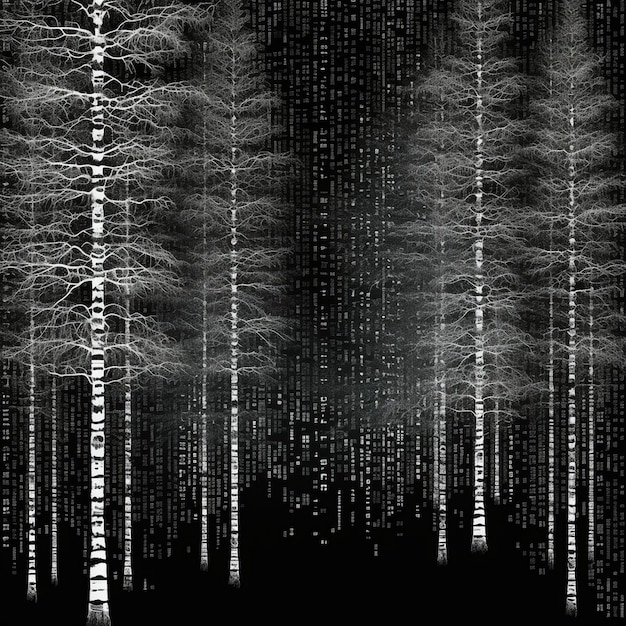 ein Wald aus Bäumen mit schwarzem Hintergrund mit schwarzem Hintergrund mit der Aufschrift „Bäume“.