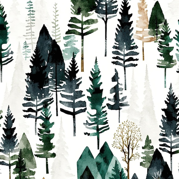 ein Wald mit Bäumen und Schnee auf dem Tapeten