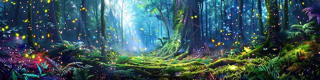 ein Wald mit einem Baum im Hintergrund
