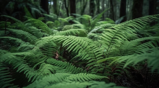 Ein Wald mit Farnen darauf