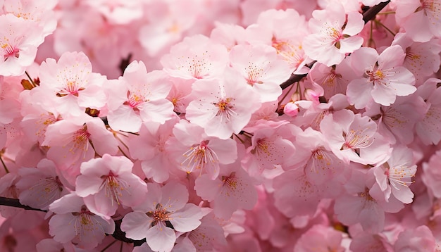 Ein Wald mit rosa Kirschblüten