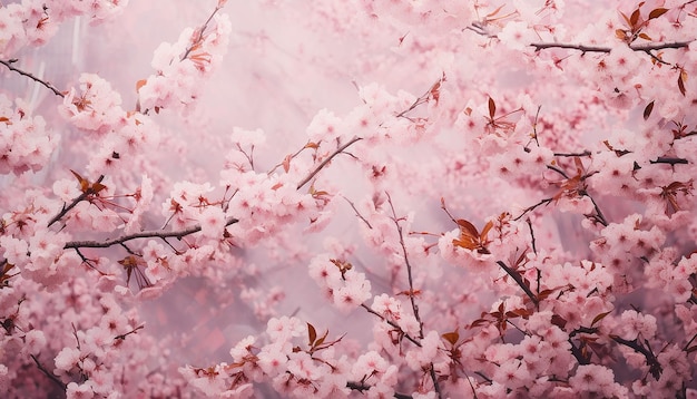 Ein Wald mit rosa Kirschblüten