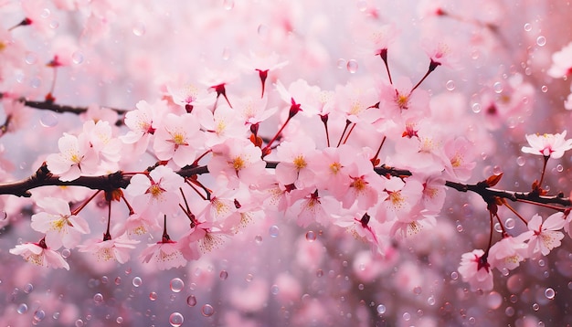 Ein Wald mit rosa Kirschblüten