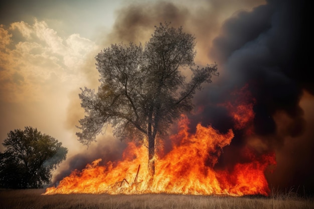 Ein Waldbrand verursachte intensive Sommerhitze