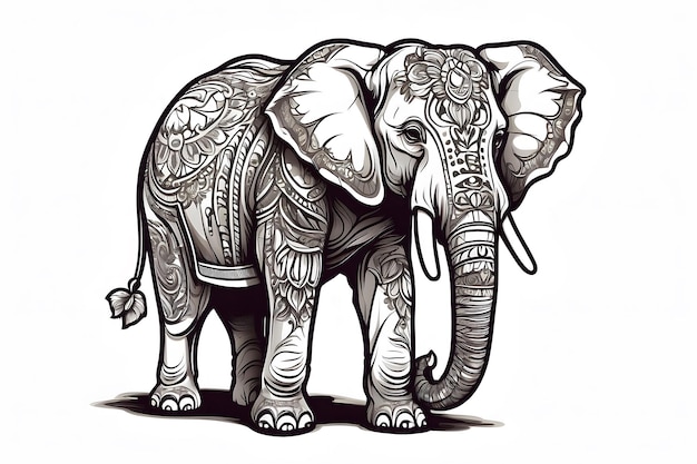 Ein wandelnder Elefant in einer Wildtierlustration