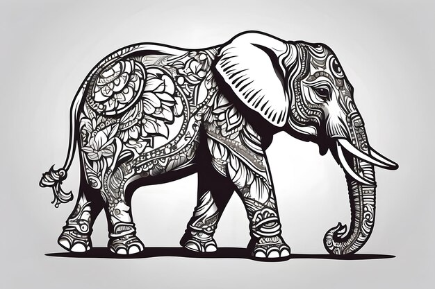 Ein wandelnder Elefant in einer Wildtierlustration