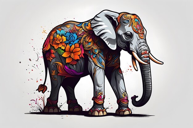 Ein wandelnder Elefant in einer Wildtierlustration