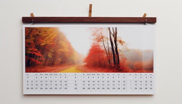 Foto ein wandkalender, der an einer weißen wand hängt