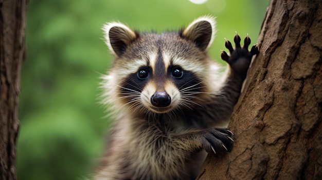 ein Waschbär auf einem Baum