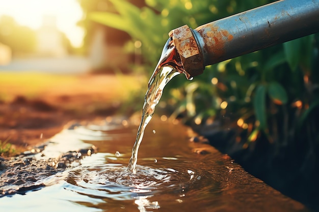 ein Wasser, das aus einem Rohr fließt