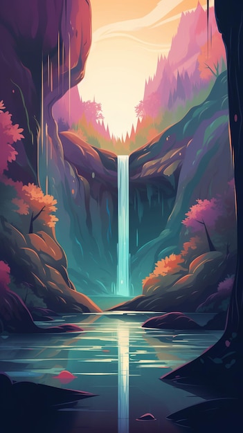 Ein Wasserfall im Wald mit einem Wasserfall im Hintergrund