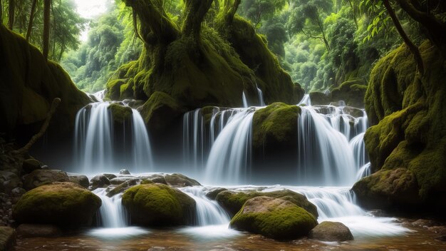 Foto ein wasserfall im wald