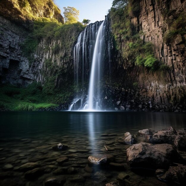 ein Wasserfall inmitten eines üppig grünen Waldes