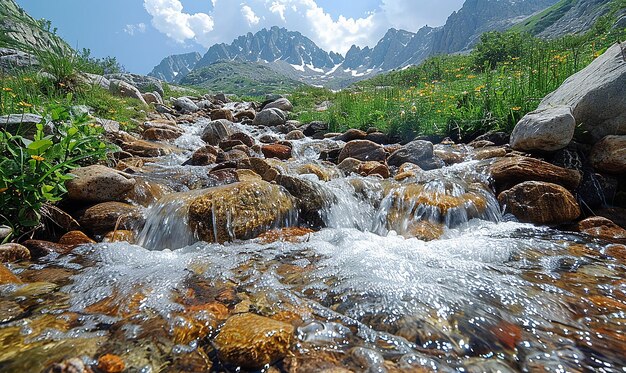 ein Wasserstrom, der durch eine Berglandschaft fließt