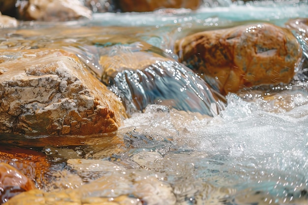 Ein Wasserstrom fließt zwischen großen Felsen