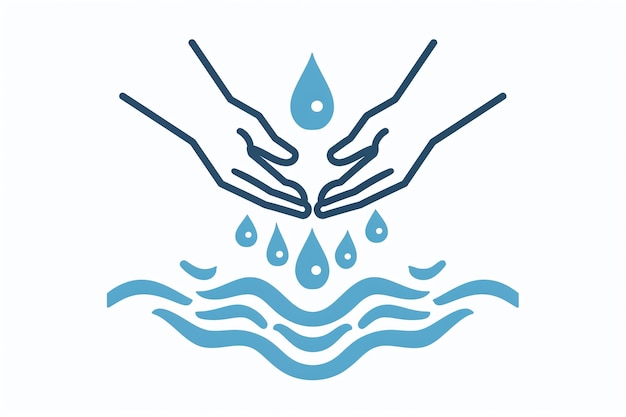 ein Wassertropfen mit Händen, die einen Wasserstropfen halten