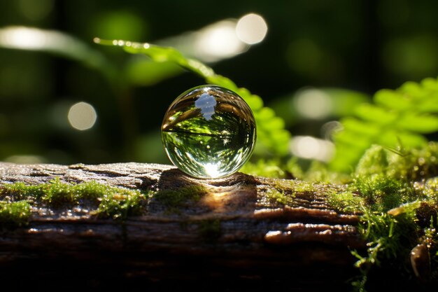 Ein Wassertropfen sitzt auf einem Ast