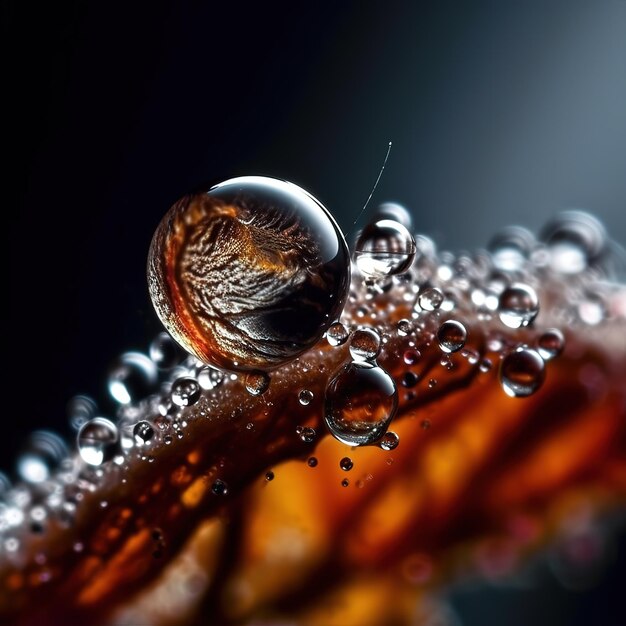 Ein Wassertropfen wird auf einem Blatt gezeigt, auf das die Sonne scheint.