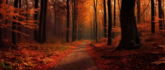 Ein Weg durch den Wald, auf den die Sonne scheint