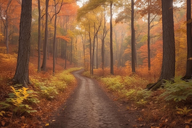 Ein Weg durch einen wunderschönen Herbstwald im Norden des Bundesstaates New York