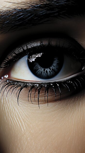 ein weibliches Auge mit einem schwarzen Auge und einer weißen Augenbraue