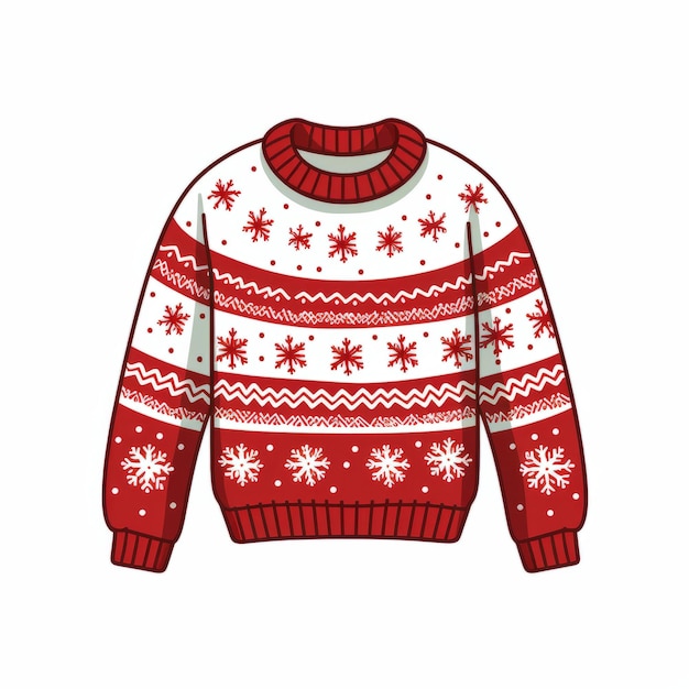 Ein weihnachtlicher hässlicher Pullover im flachen grafischen Illustrationsstil