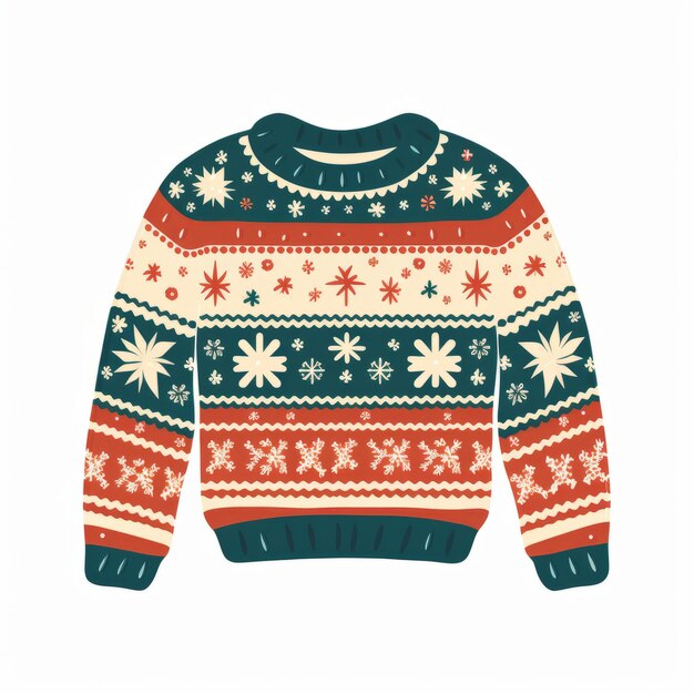 Ein weihnachtlicher hässlicher Pullover mit flachem Grafik-Illustrationsstil