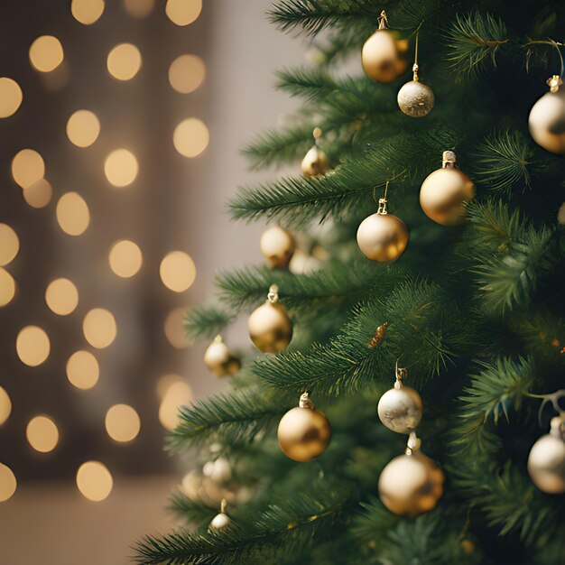 ein Weihnachtsbaum mit einem weißen Ball und Goldschmuck
