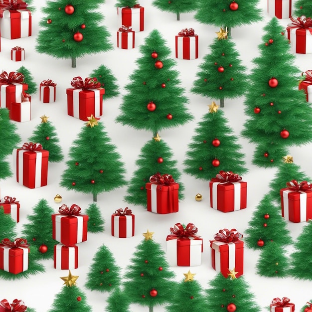 Foto ein weihnachtsbaum mit weißen geschenkboxen im hintergrund
