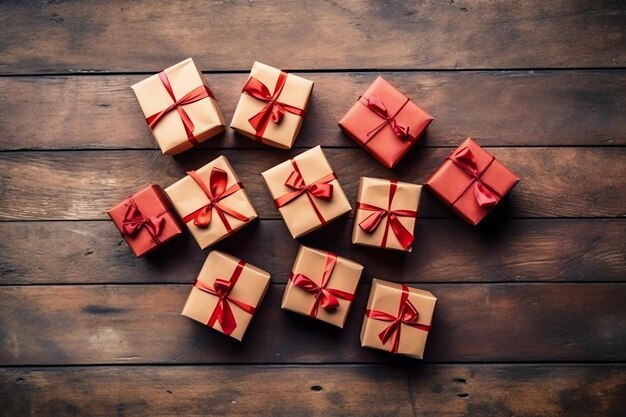 Ein Weihnachtsgeschenk Xmas oder Geschenkkiste Gegenstände auf Ferien Stimmung Hintergrund im Winter Frohe Weihnachten