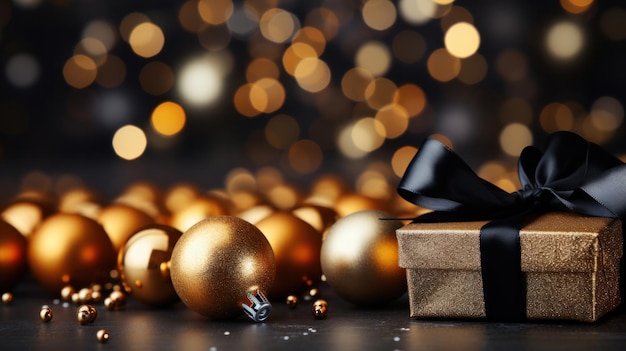 Ein Weihnachtshintergrund aus Gold mit Schwarz als Hauptfarbe