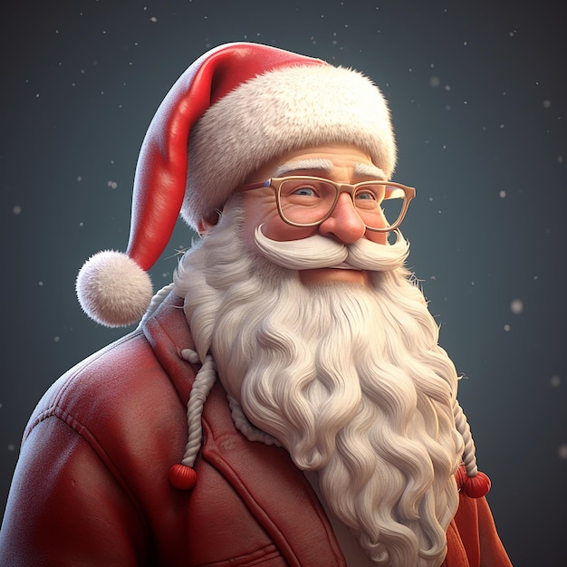 Ein Weihnachtsmann mit roter Jacke und Brille