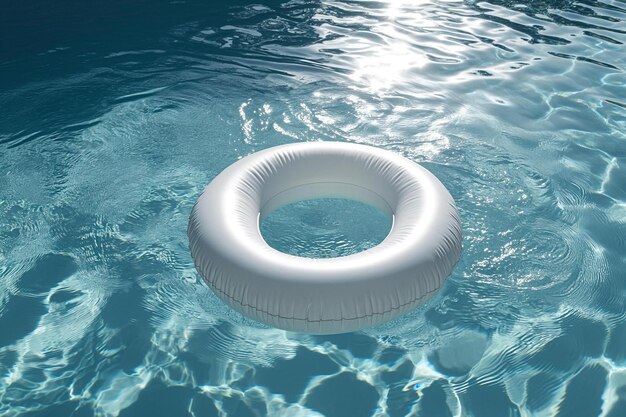 ein weißer aufblasbarer Ring, der in einem Pool schwimmt