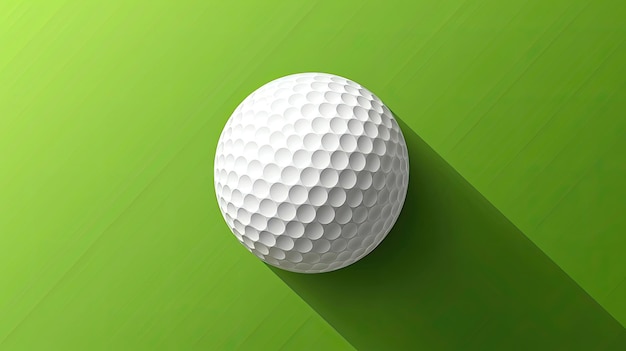 Ein weißer Golfball sitzt auf einem grünen Rasenfeld