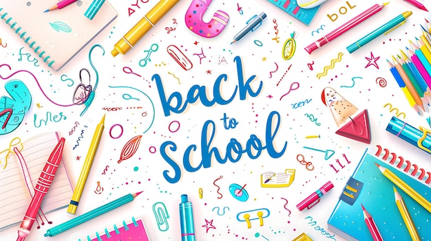 ein weißer Hintergrund mit den Worten "Zurück zur Schule" geschrieben