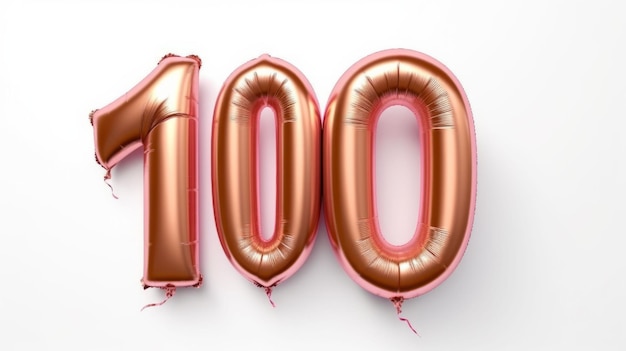 Ein weißer Hintergrund mit einem Ballon in Form der Zahl 100