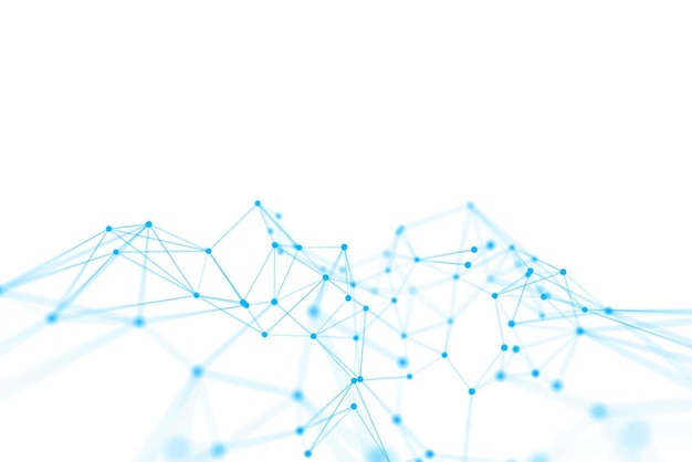 Ein weißer Hintergrund mit einem blauen Gitter und Punkten mit der Aufschrift „Daten“.