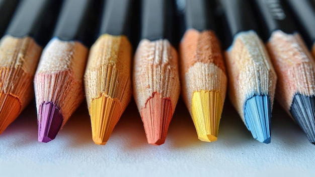 Ein weißer Hintergrund mit farbigen Bleistiften Farbbleistifte auf einem weißen Hintergrund