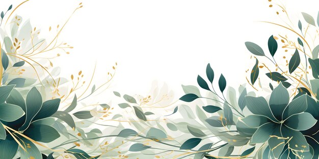 ein weißer Hintergrund mit grünen Blättern und Zweigen Abstrakter Jadefarben-Laubhintergrund mit