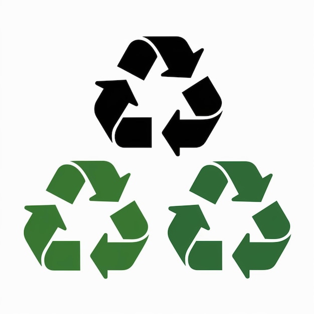 Foto ein weißer hintergrund mit grünen recycelbaren recyclingzeichen und recyclezeichen