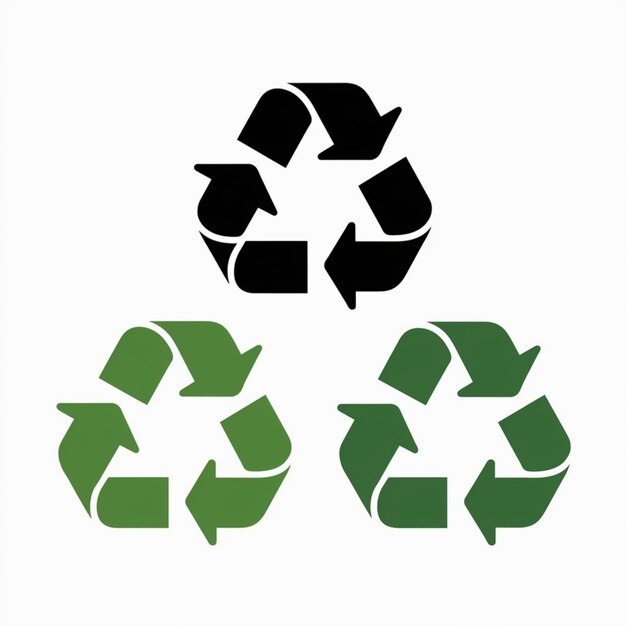 Foto ein weißer hintergrund mit grünen und schwarzen recycelbaren recyclingzeichen