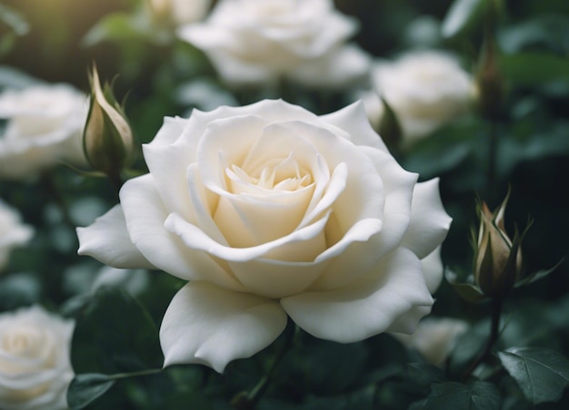 Ein weißer Rosengarten