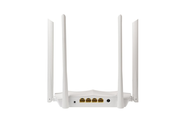 Ein weißer Router mit weißem Hintergrund