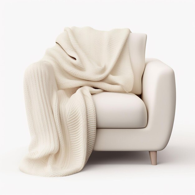ein weißer Stuhl mit einer Decke und einer Decke darauf