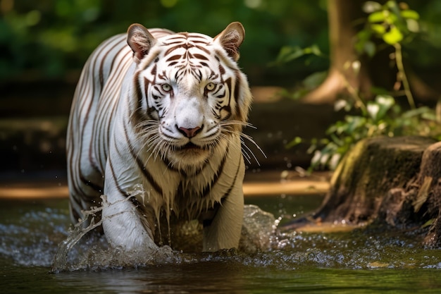 ein weißer Tiger in freier Wildbahn