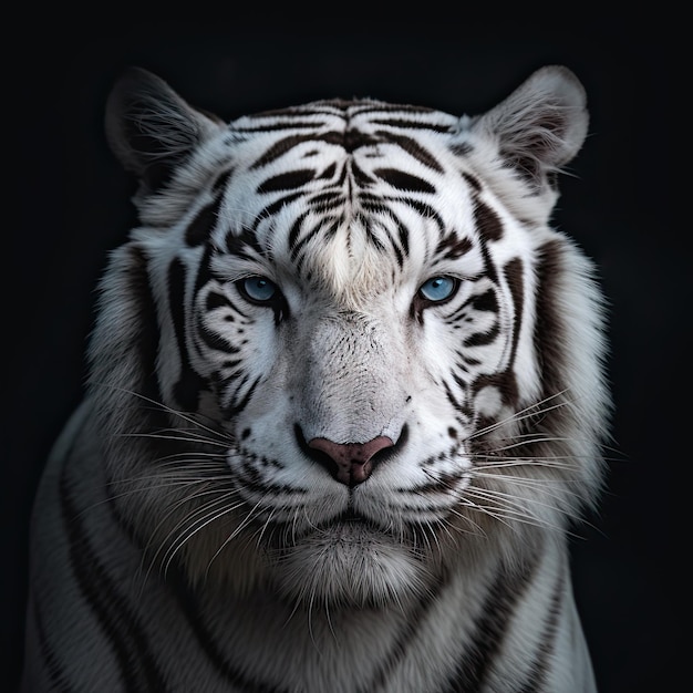 Ein weißer Tiger mit blauen Augen