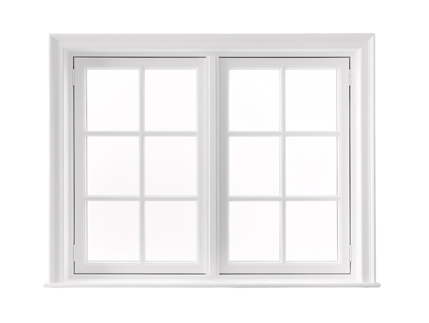 ein weißes Fenster mit sechs Scheiben