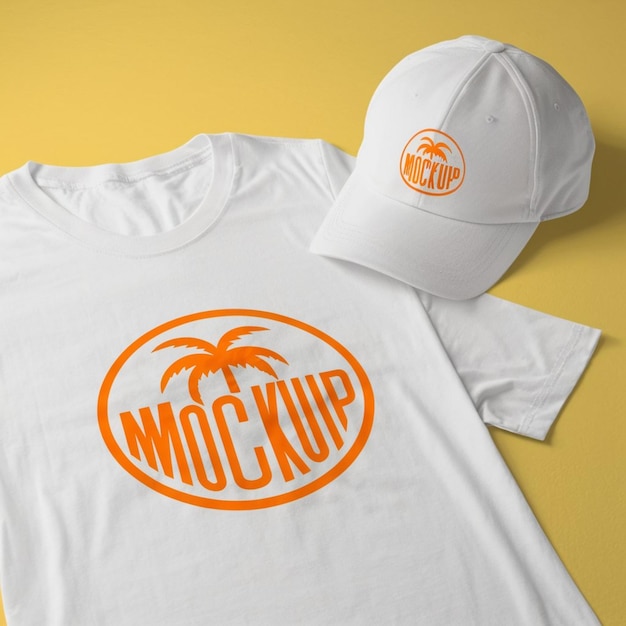 ein weißes Hemd mit orangefarbenem Logo und ein weißer Hut mit dem Satz "Orange Cup Quote"