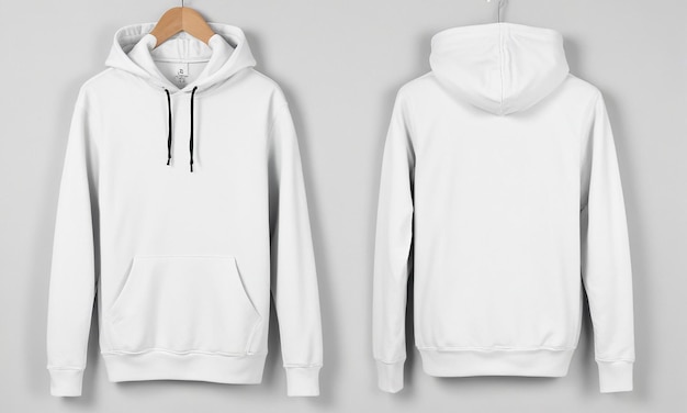 ein weißes Hoodie mit einem schwarzen Reißverschluss